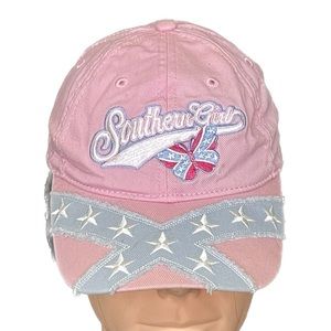 Southern Girl Rebel Pink Butterfly Velcro Back Cap